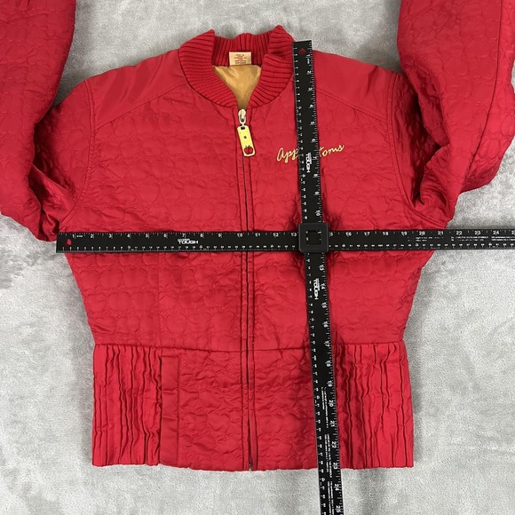 Apple Bottoms Jacket Womens Large Red Heart Quilted Down Bomber Logo Embroidery - Picture 3 of 12